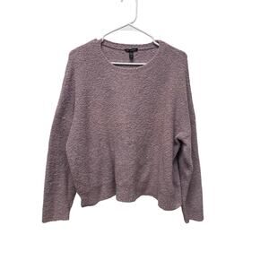 Eileen Fisher Cotton Boucle Crew neck box-top sweater purple size medium